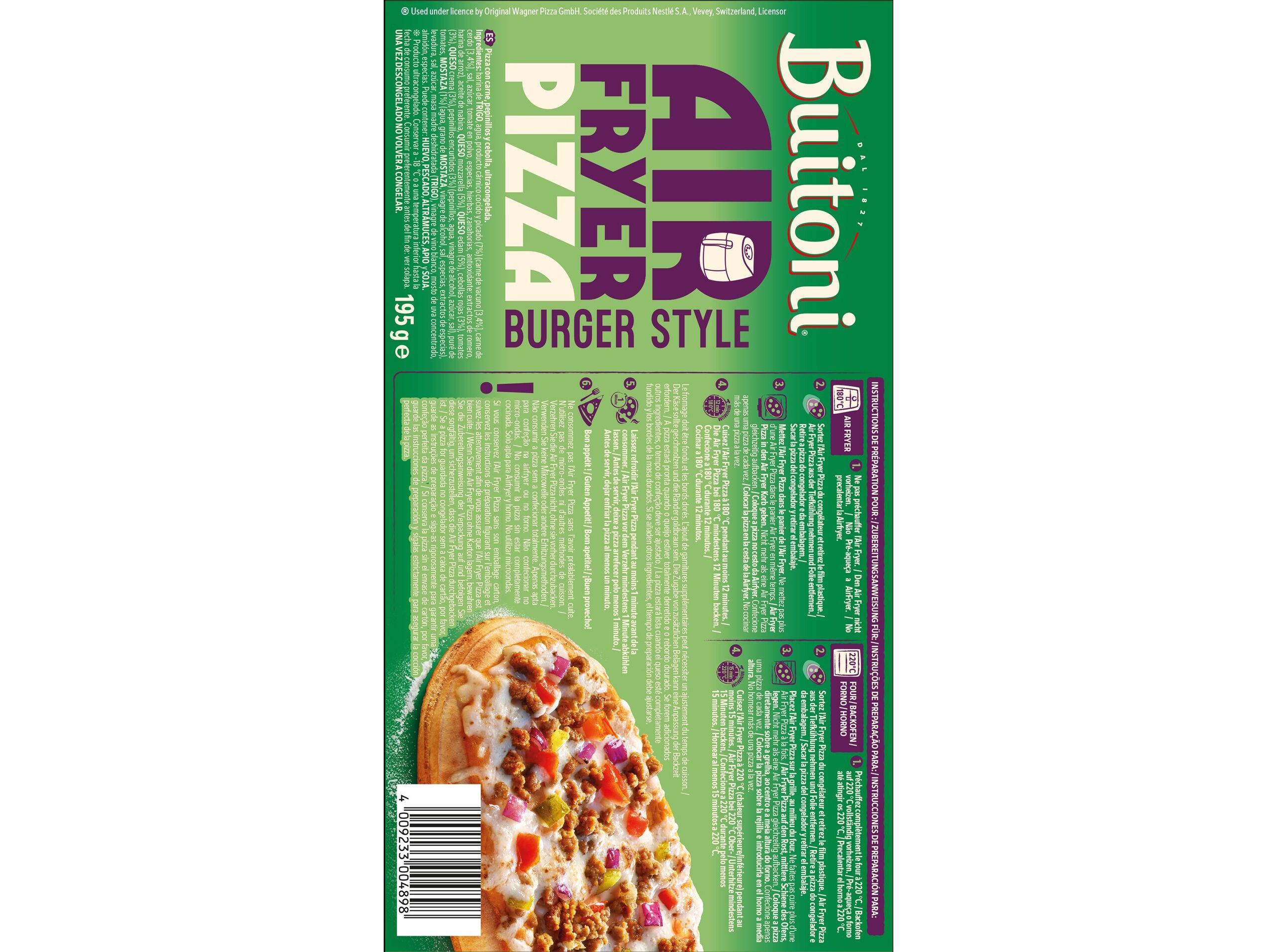 PIZZA BUITONI AIRFRYER BURGER STYLE 195G image number 1