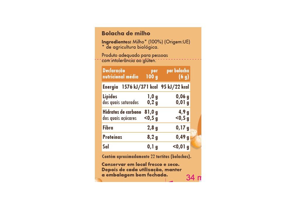 GALETES SALUTEM MILHO SEM SAL BIO 130G image number 1