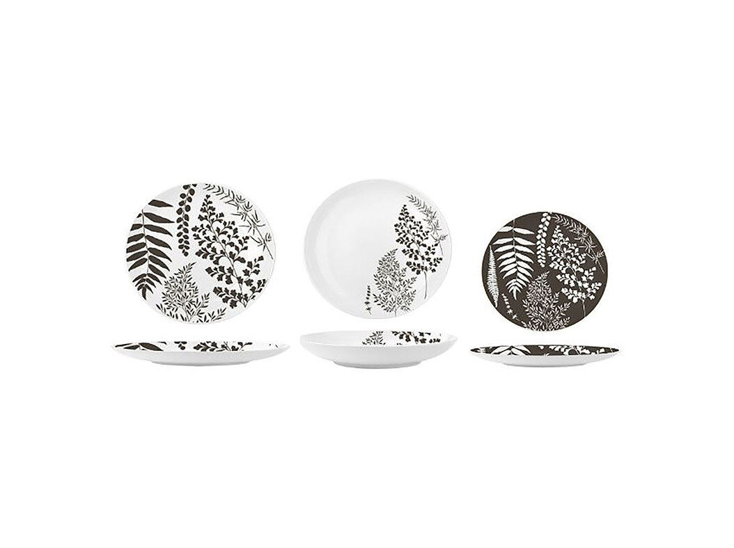 SERVI&Ccedil;O 18 PE&Ccedil;AS ACTUEL PORCELANA FOLHAS CINZENTO