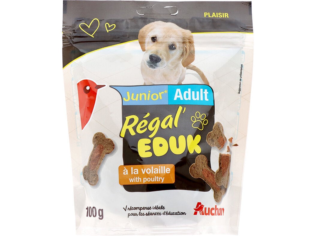 SNACKS PARA C&Atilde;O AUCHAN J&Uacute;NIOR R&Eacute;GAL' EDUK COM AVES 100G image number 0