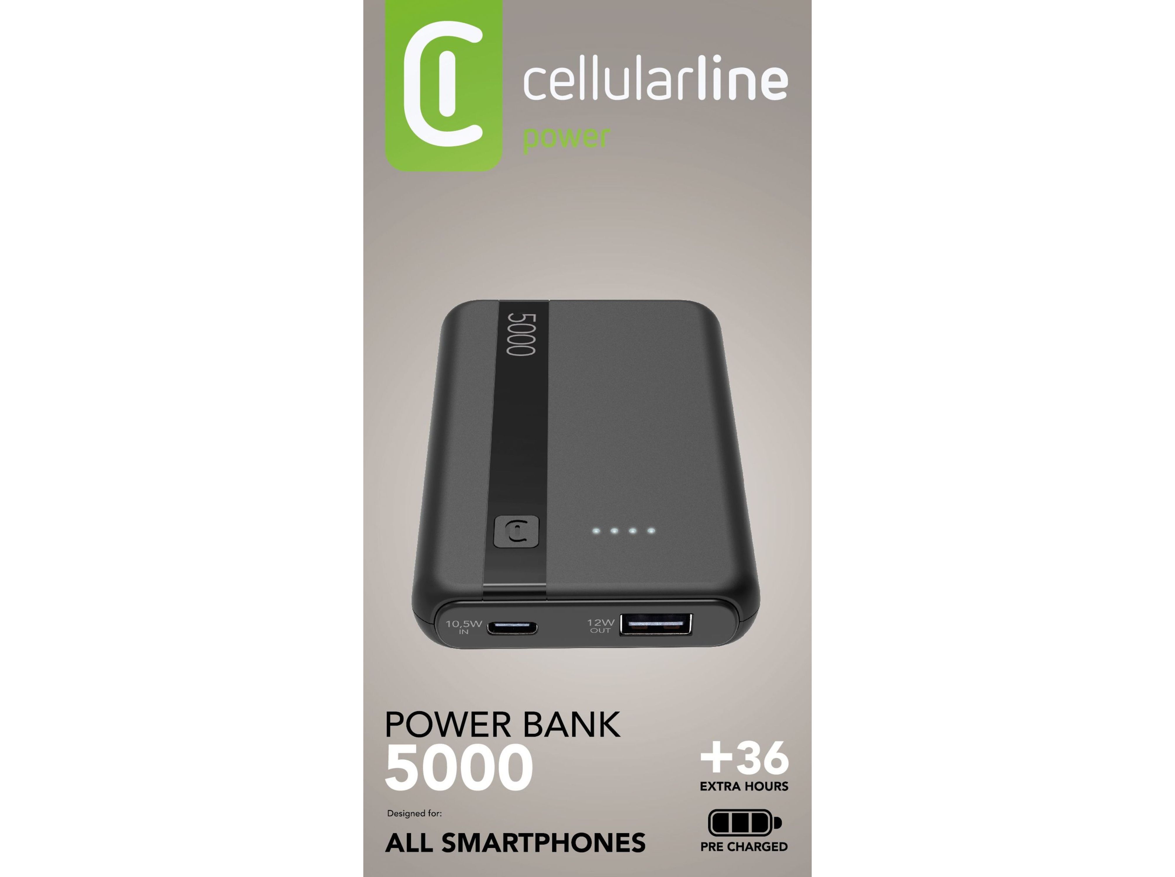 POWERBANK CELLULARLINE ENTRY PRETO 5000MAH image number 1