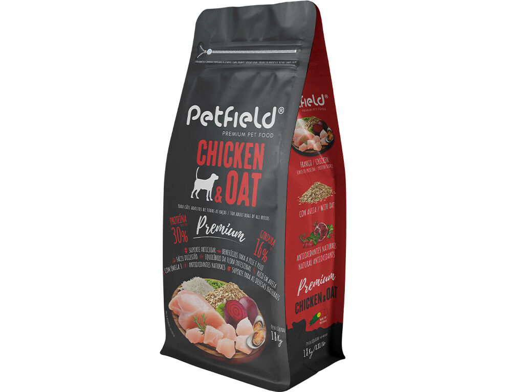 RA&Ccedil;&Atilde;O C&Atilde;O PETFIELD PREMIUM FRANGO/AVEIA 18KG image number 0