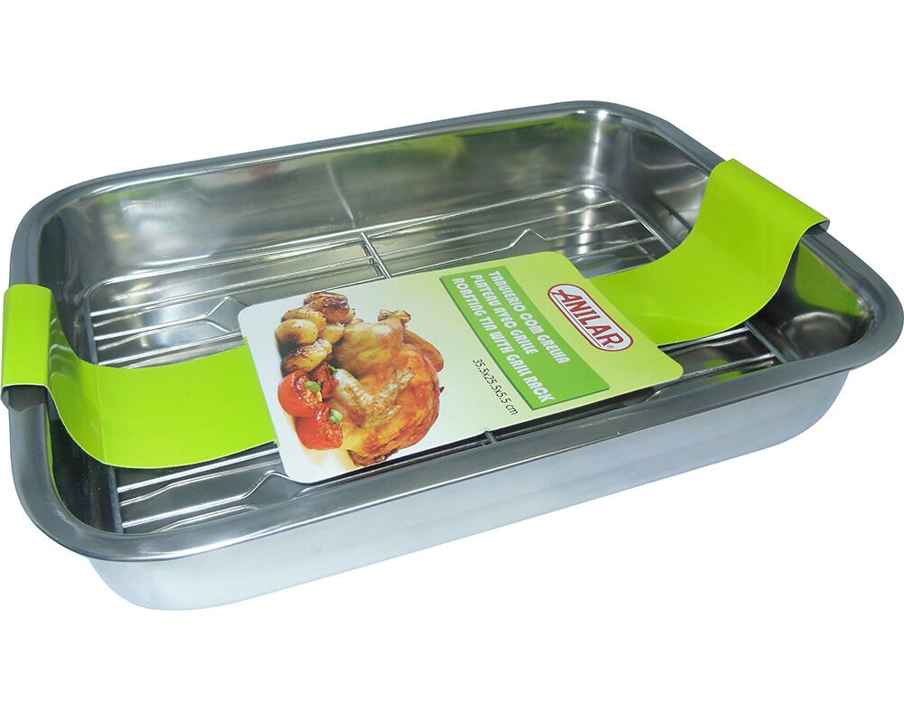 TABULEIRO COM GRELHA EM INOX 35X25CM