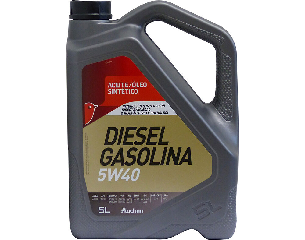 &Oacute;LEO DE MOTOR AUCHAN SINT&Eacute;TICO 5W40 GASOLINA/DIESEL 5L image number 0