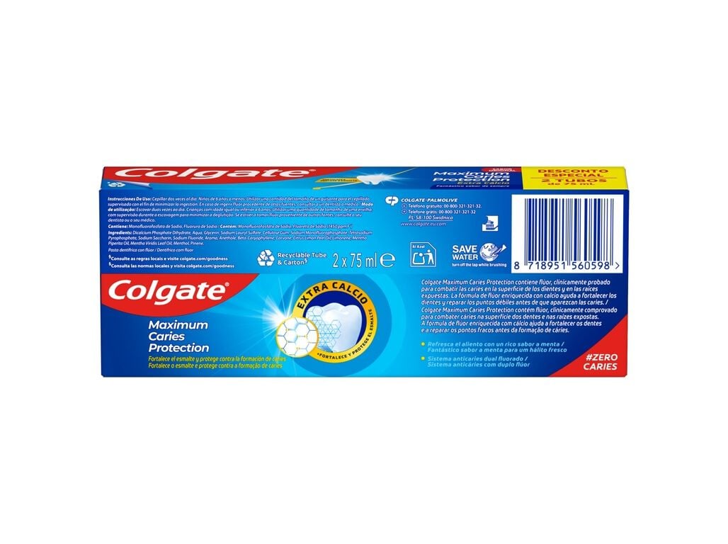 PASTA DE DENTES ANTI-C&Aacute;RIES COLGATE 2X75ML image number 1