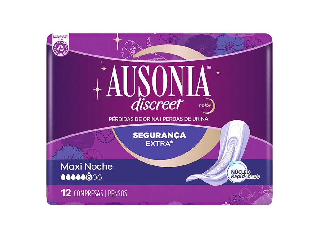 PENSOS INCONTIN&Ecirc;NCIA MAXI NOITE AUSONIA DISCREET 12 UN image number 1