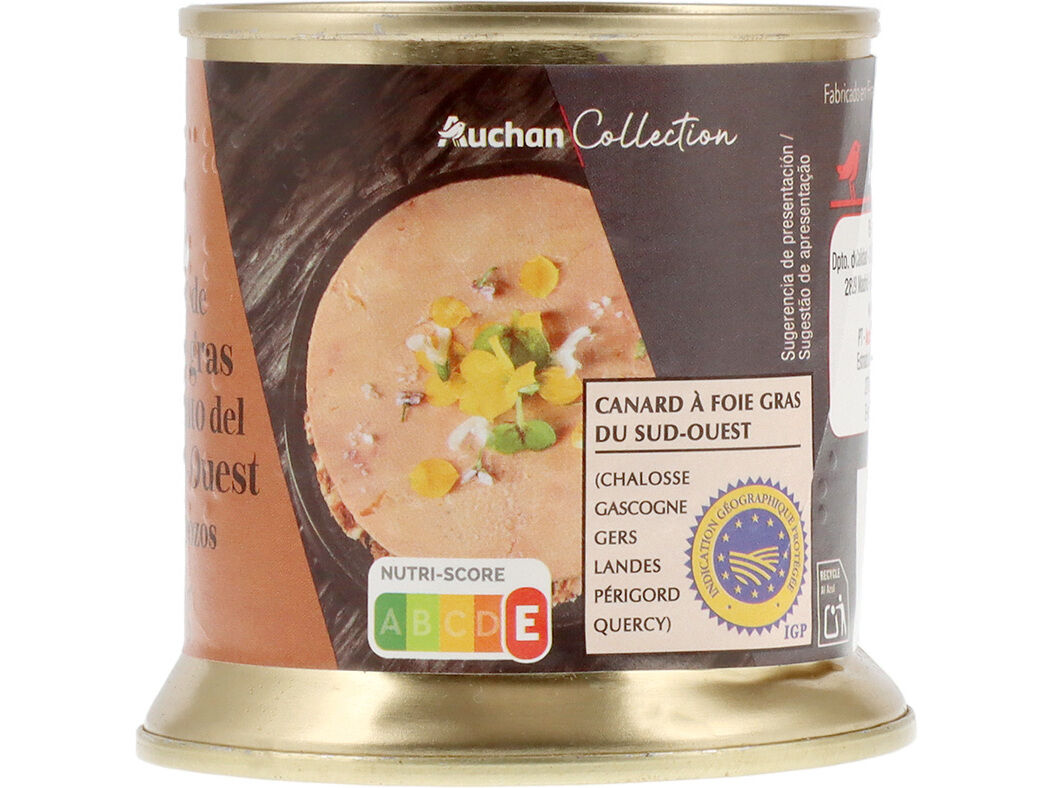 BLOCO FOIE GRAS PATO AUCHAN C/PEDA&Ccedil;OS LATA 200G image number 1