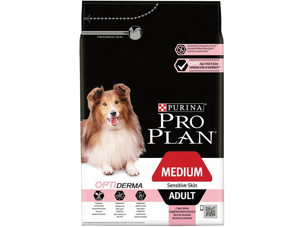 RA&Ccedil;&Atilde;O PARA C&Atilde;O ADULTO MEDIO PRO PLAN PARA PELE SENS&Iacute;VEL COM SALM&Atilde;O 3KG image number 0