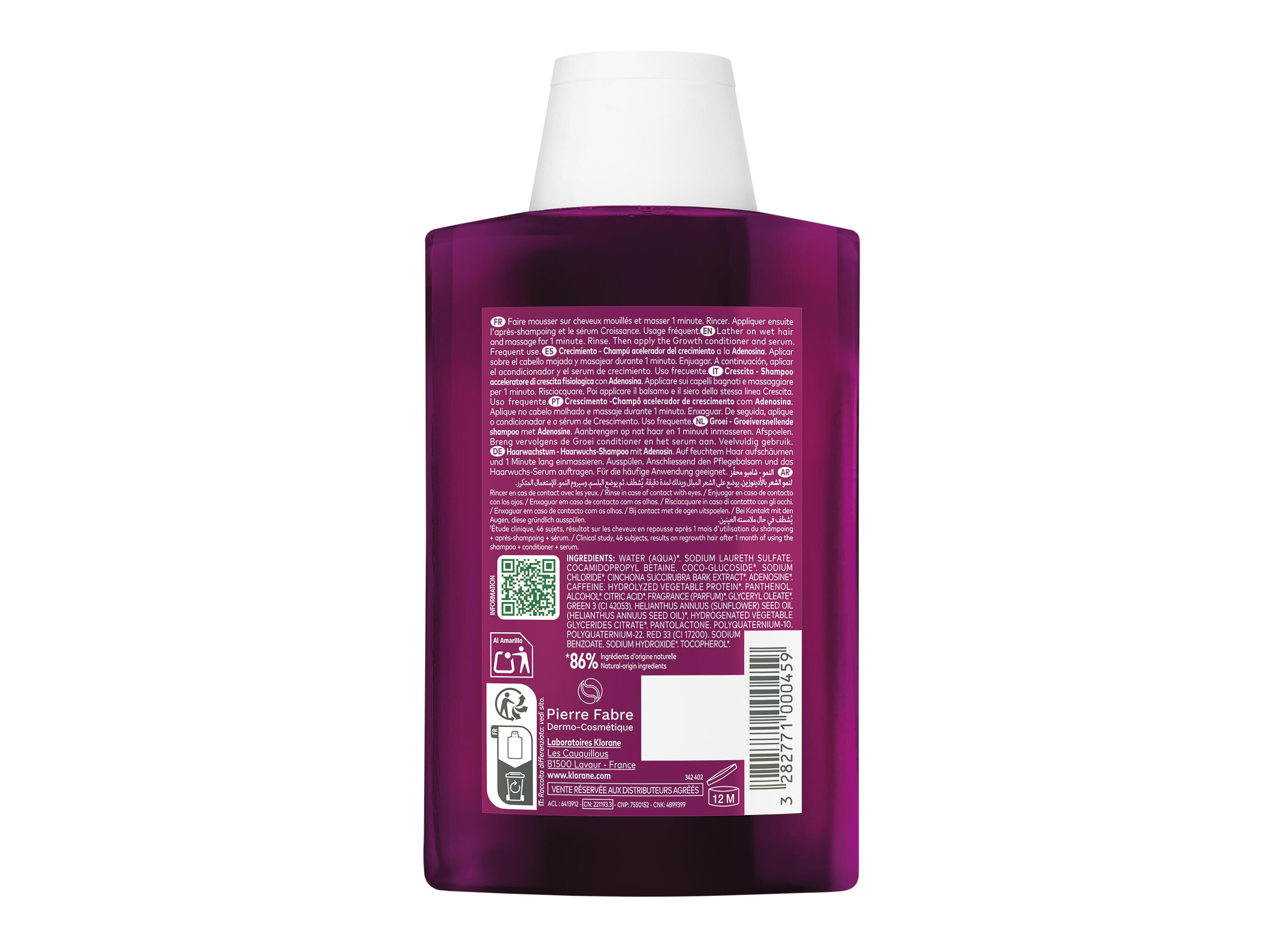 CHAMP&Ocirc; KLORANE QUININA CRESCIMENTO 200ML image number 1