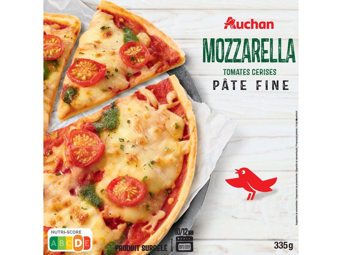 PIZZA AUCHAN MASSA FINA MOZZARELLA 335G image number 0