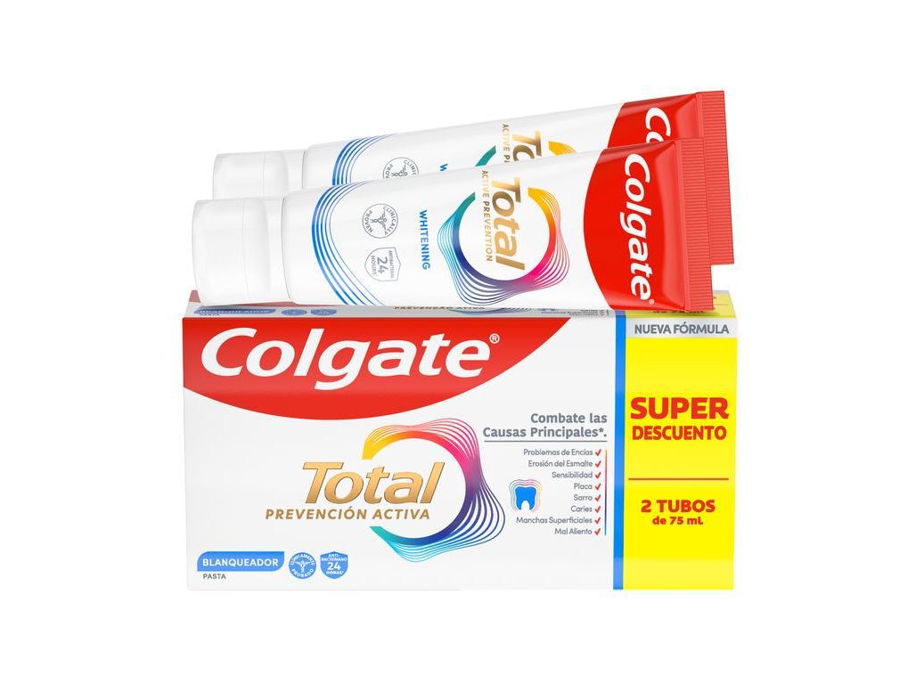 PASTA DE DENTES PROTE&Ccedil;&Atilde;O TOTAL BRANQUEADORA COLGATE 2X75ML