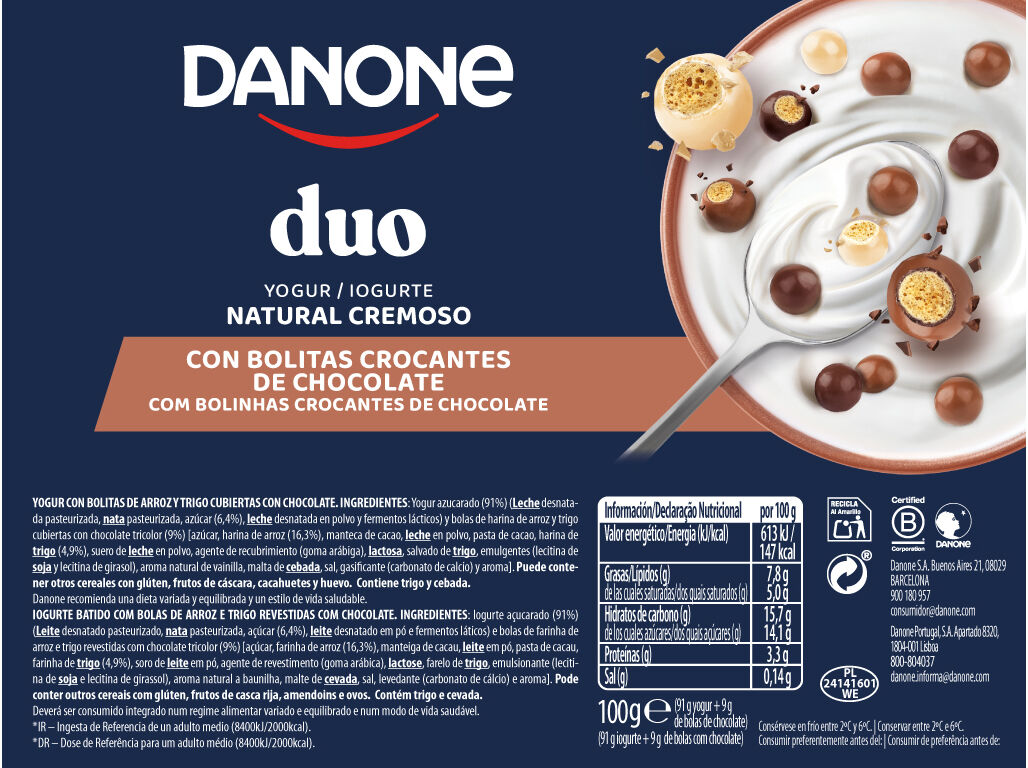 IOGURTE DANONE DUO CHOCOBALLS 100G image number 1