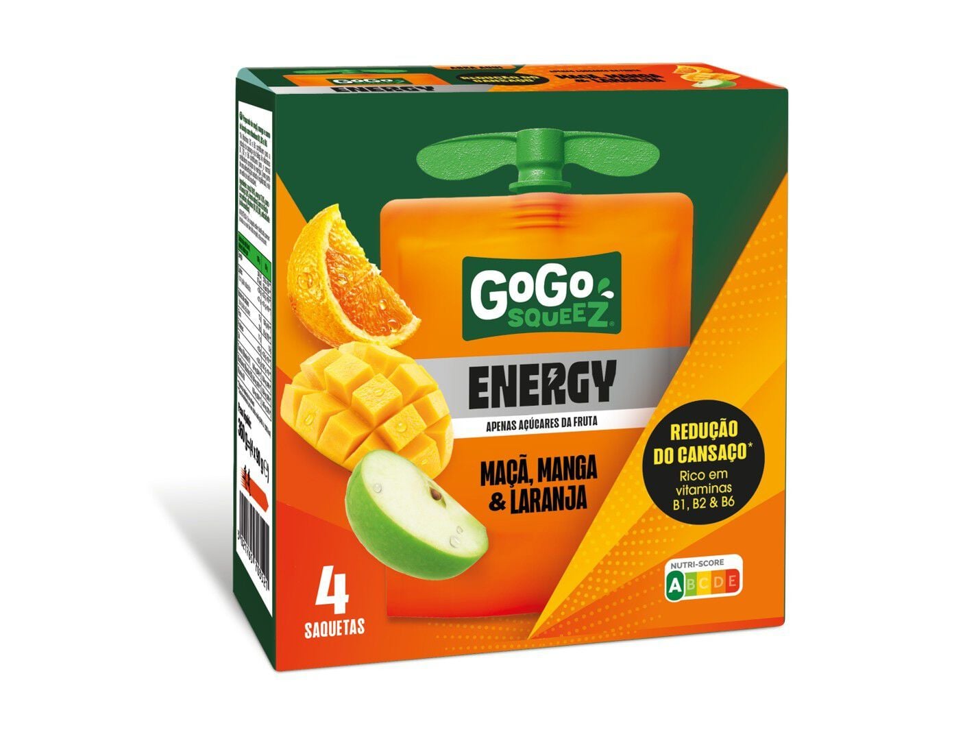 SAQUETAS FRUTA GO GO SQUEEZ MANGA LARANJA 4X90G