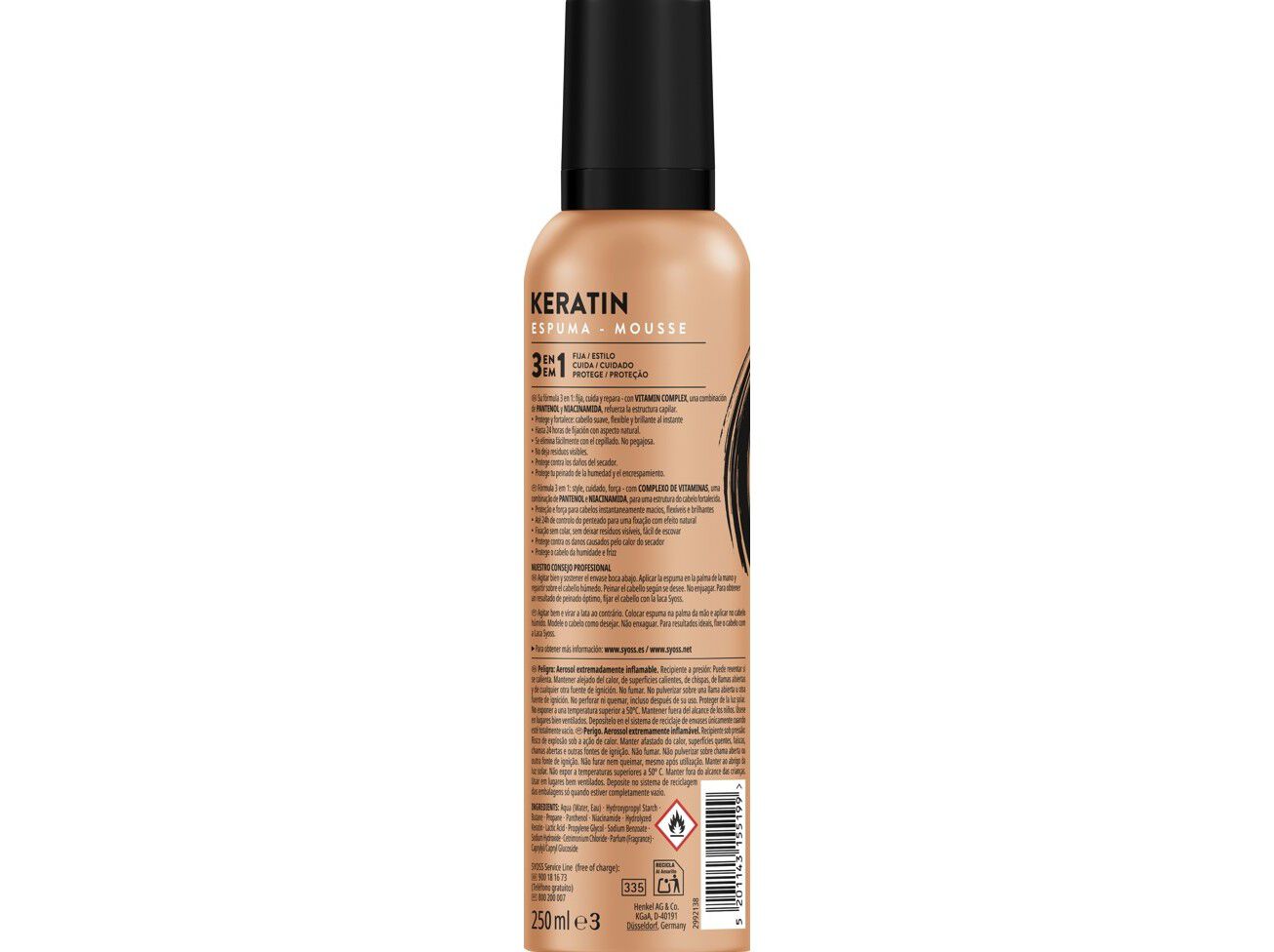 MOUSSE SYOSS KERATIN 250ML image number 1