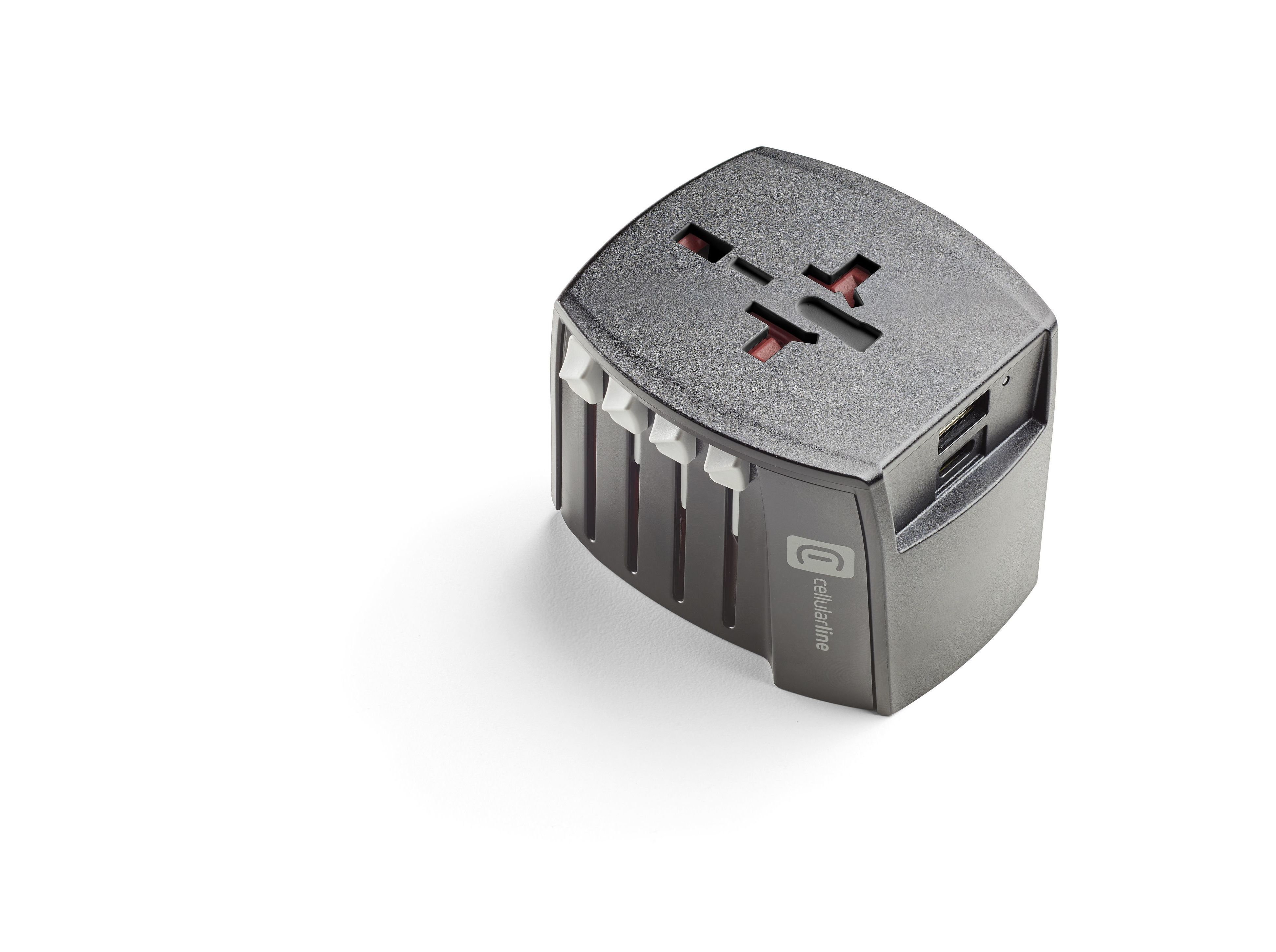 ADAPTADOR DE VIAGEM CELLULARLINE WORLD TRAVEL CHARGER 20W 1X USB-A 1X USB-C image number 2