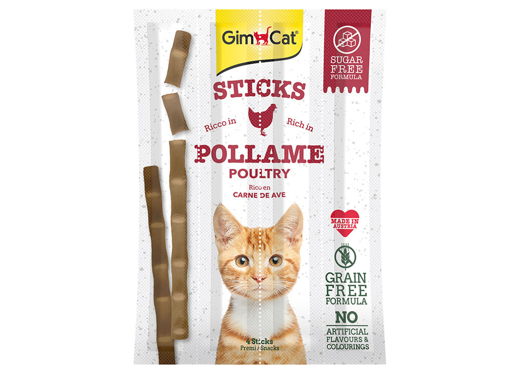 SNACKS PARA GATO GIMCAT STICKS FRANGO 4 UNIDADES image number 0