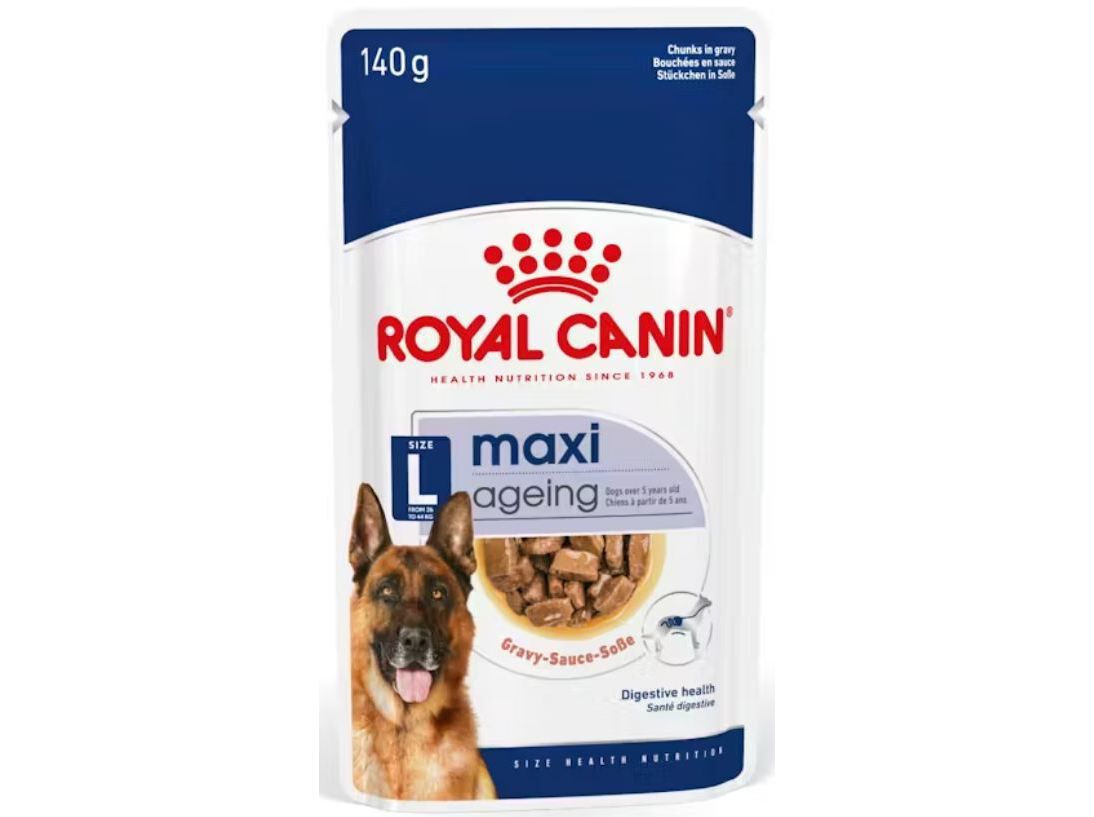 COMIDA H&Uacute;MIDA C&Atilde;O ROYAL CANIN MAXI AGEING 140G image number 0