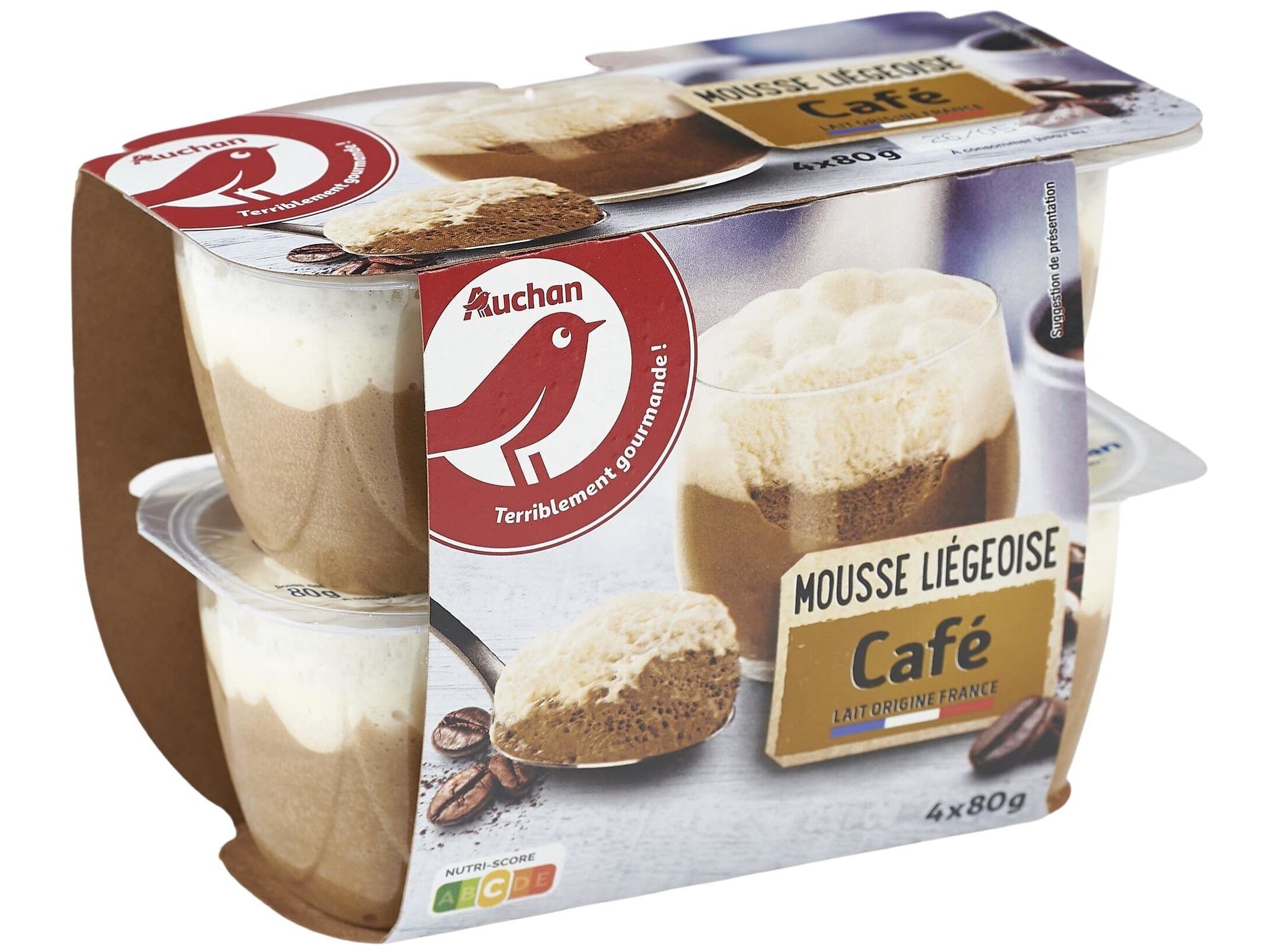 MOUSSE LI&Eacute;GEOIS AUCHAN CAF&Eacute; 4X80G image number 1