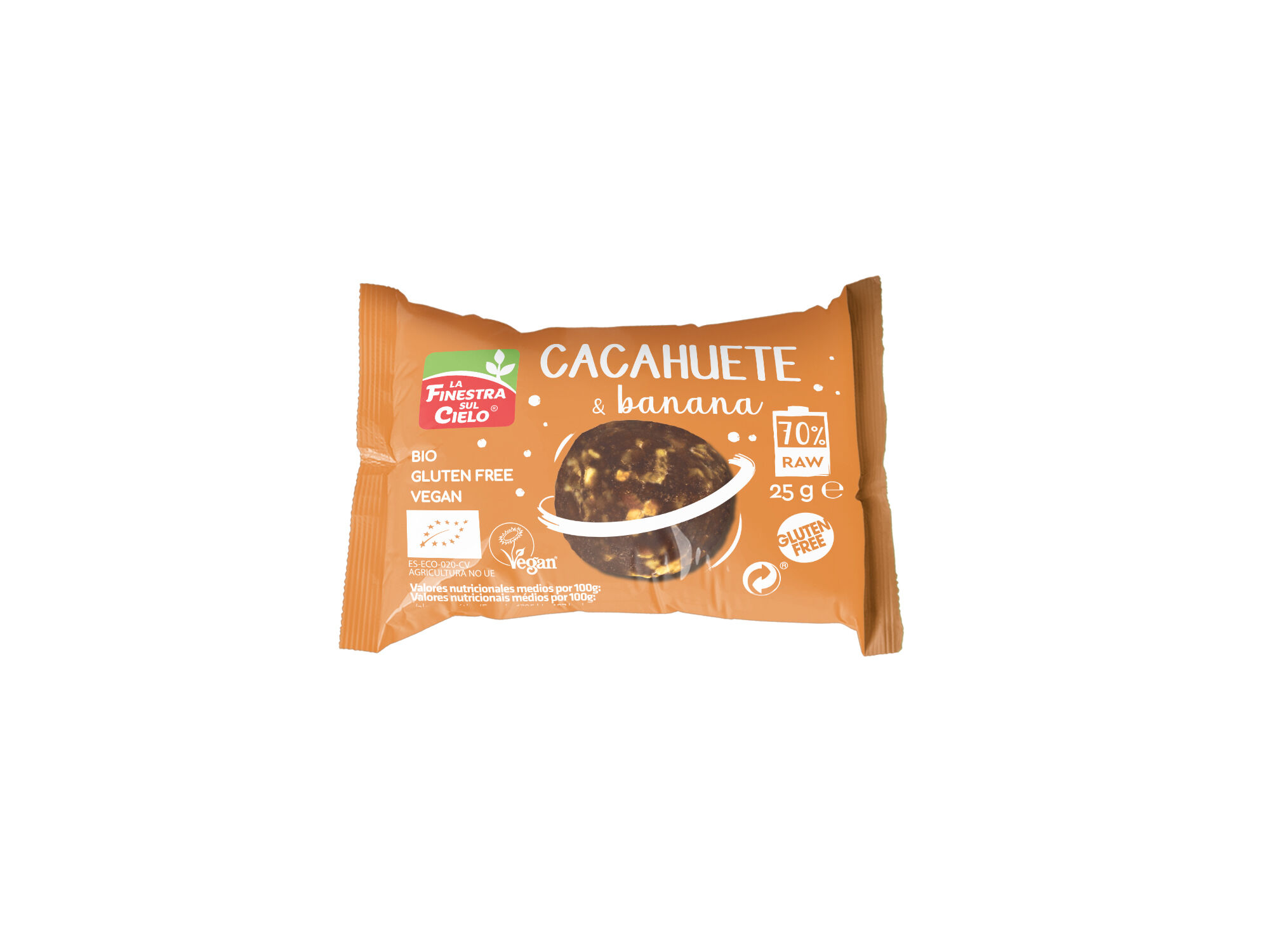 BOLA ENERG&Eacute;TICA LA FINESTRA AMENDOIM E BANANA BIO 25 G image number 0