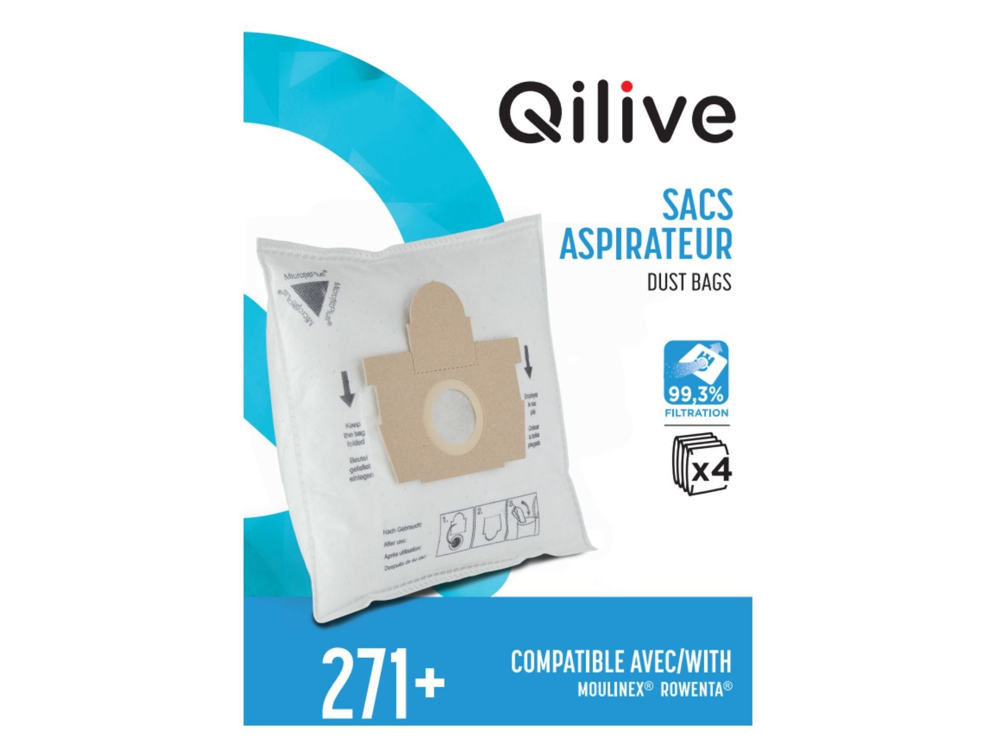 SACOS DE ASPIRADOR QILIVE 271+ PACK 4