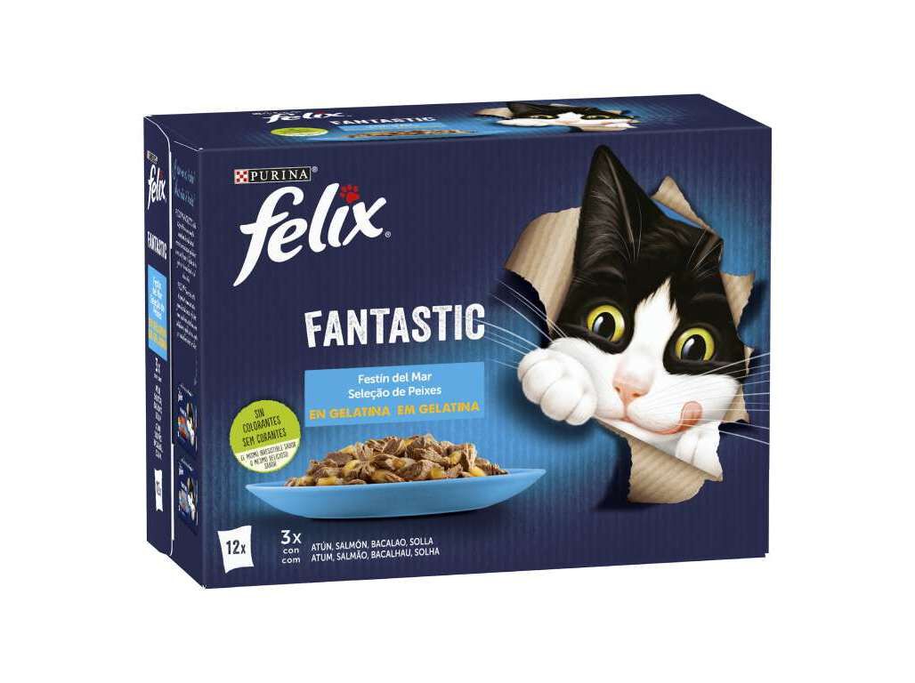 COMIDA H&Uacute;MIDA PARA GATO FELIX FANTASTIC PEIXE 12X85G