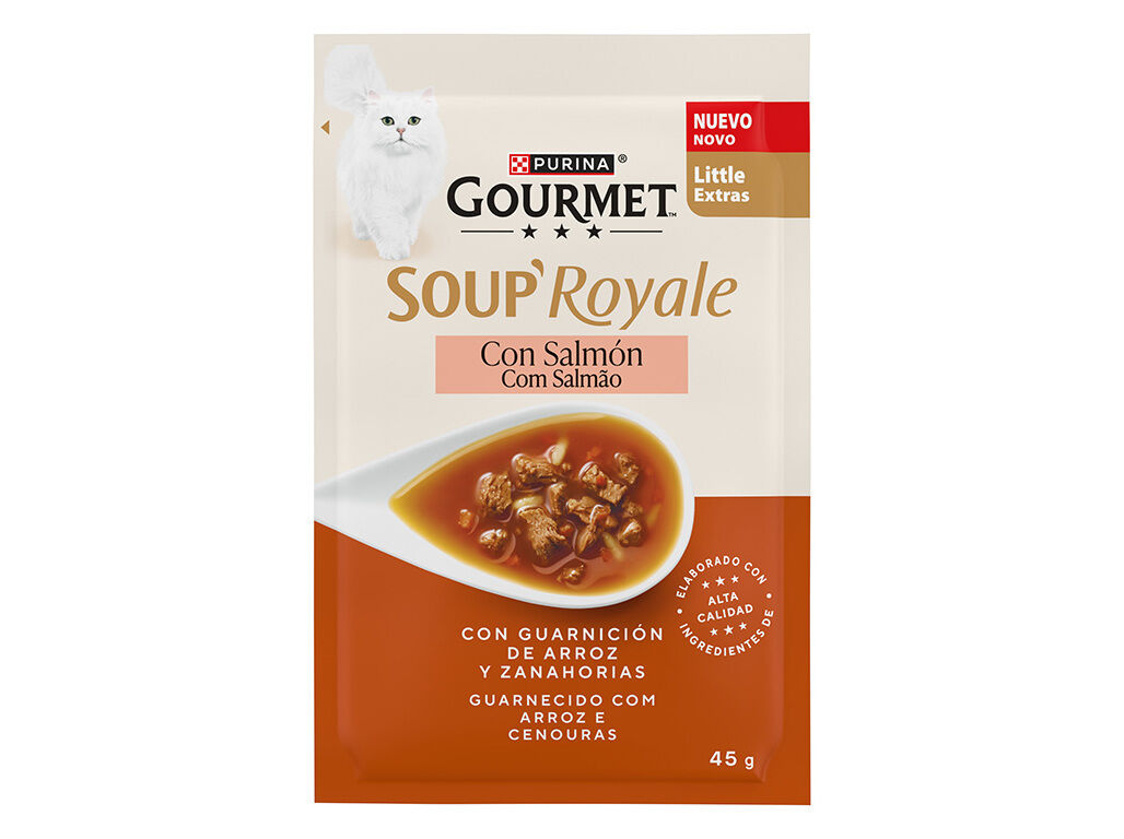 COMIDA H&Uacute;MIDA GATO GOURMET SOUP ROYAL SALM&Atilde;O 45G image number 1