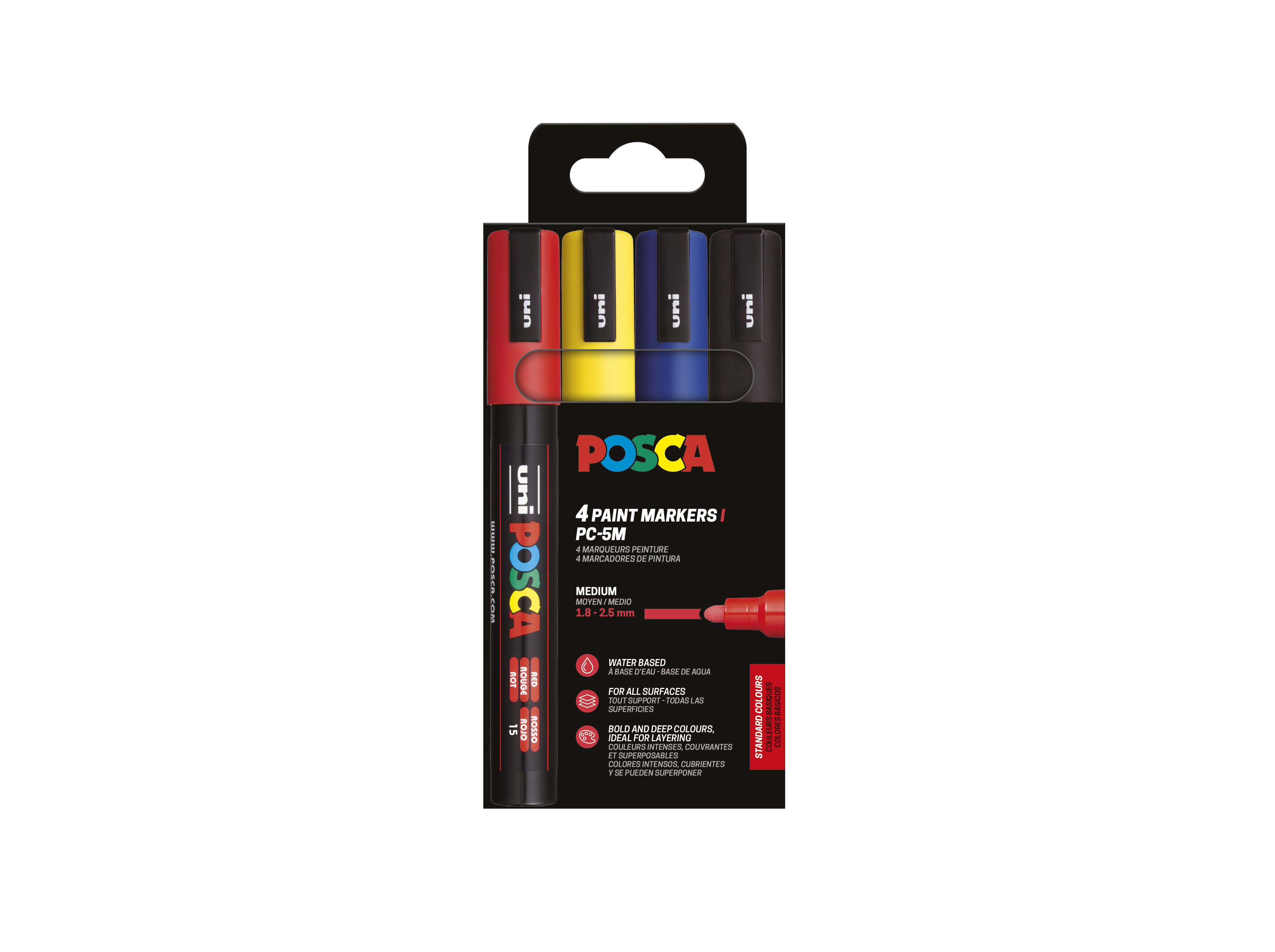 MARCADORES POSCA PC-5M BASIC COLOR 4 UNIDADES