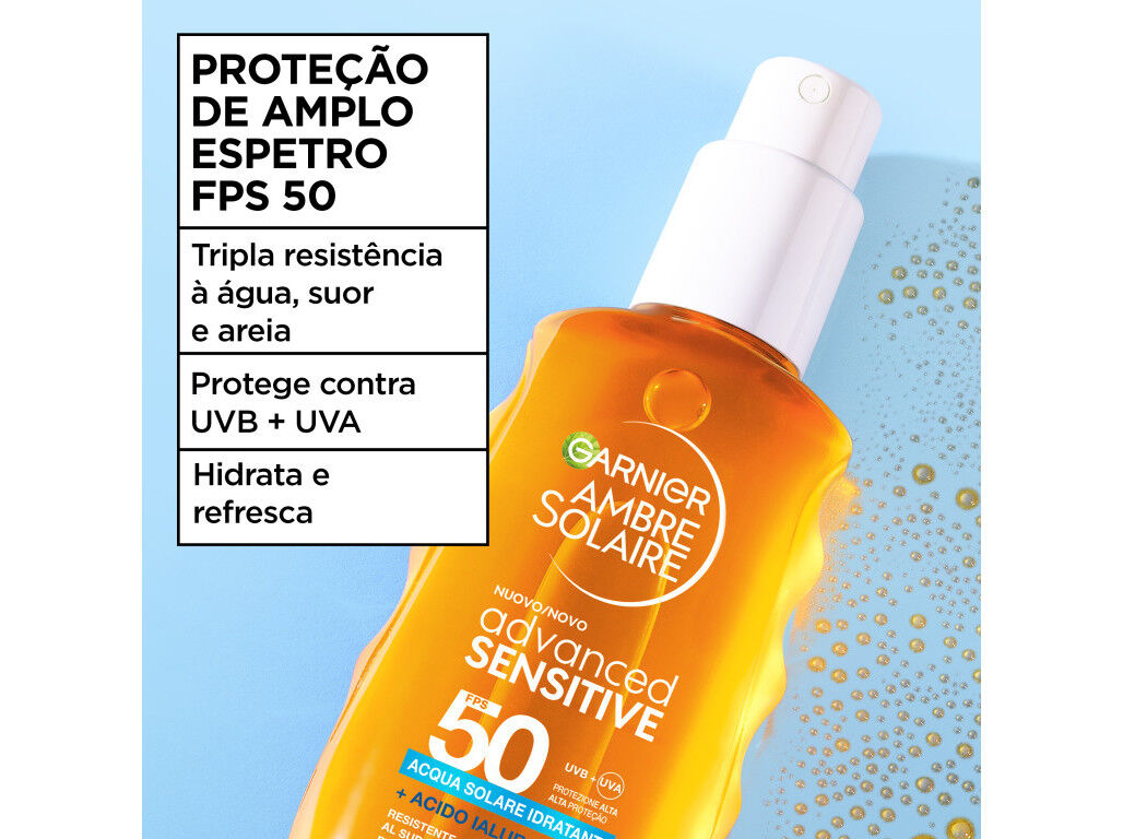 PROTETOR SOLAR AMBRE SOLAIRE SENS. ADV. UV WATER SPF50 150ML image number 3