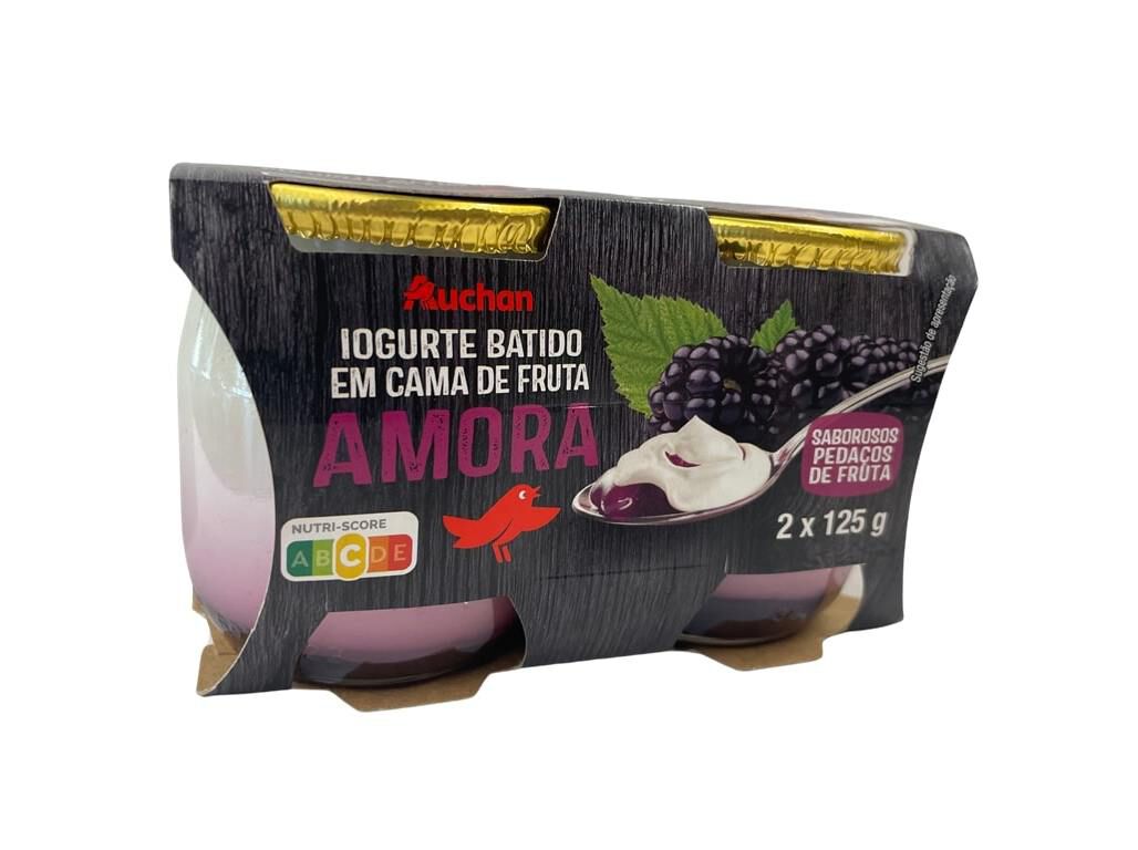 IOGURTE AUCHAN COPO DE VIDRO COM PEDA&Ccedil;OS AMORA 2X125G