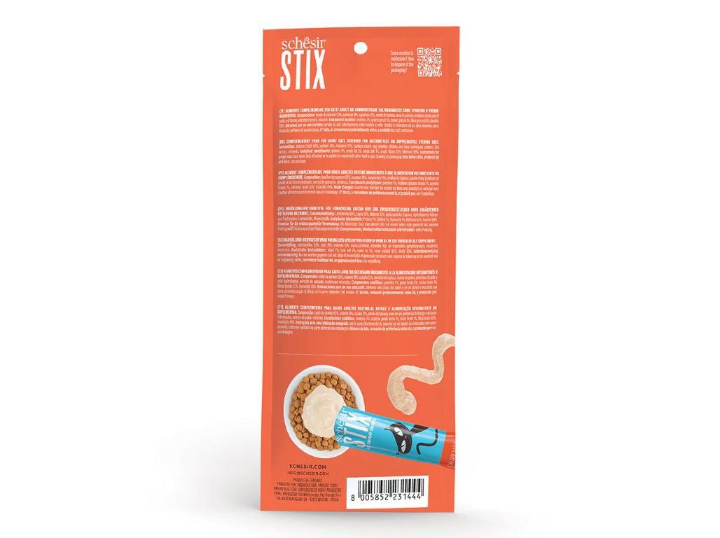 SNACK GATO SCHESIR STIX PUR&Eacute; SALM&Atilde;O 6X15G image number 1