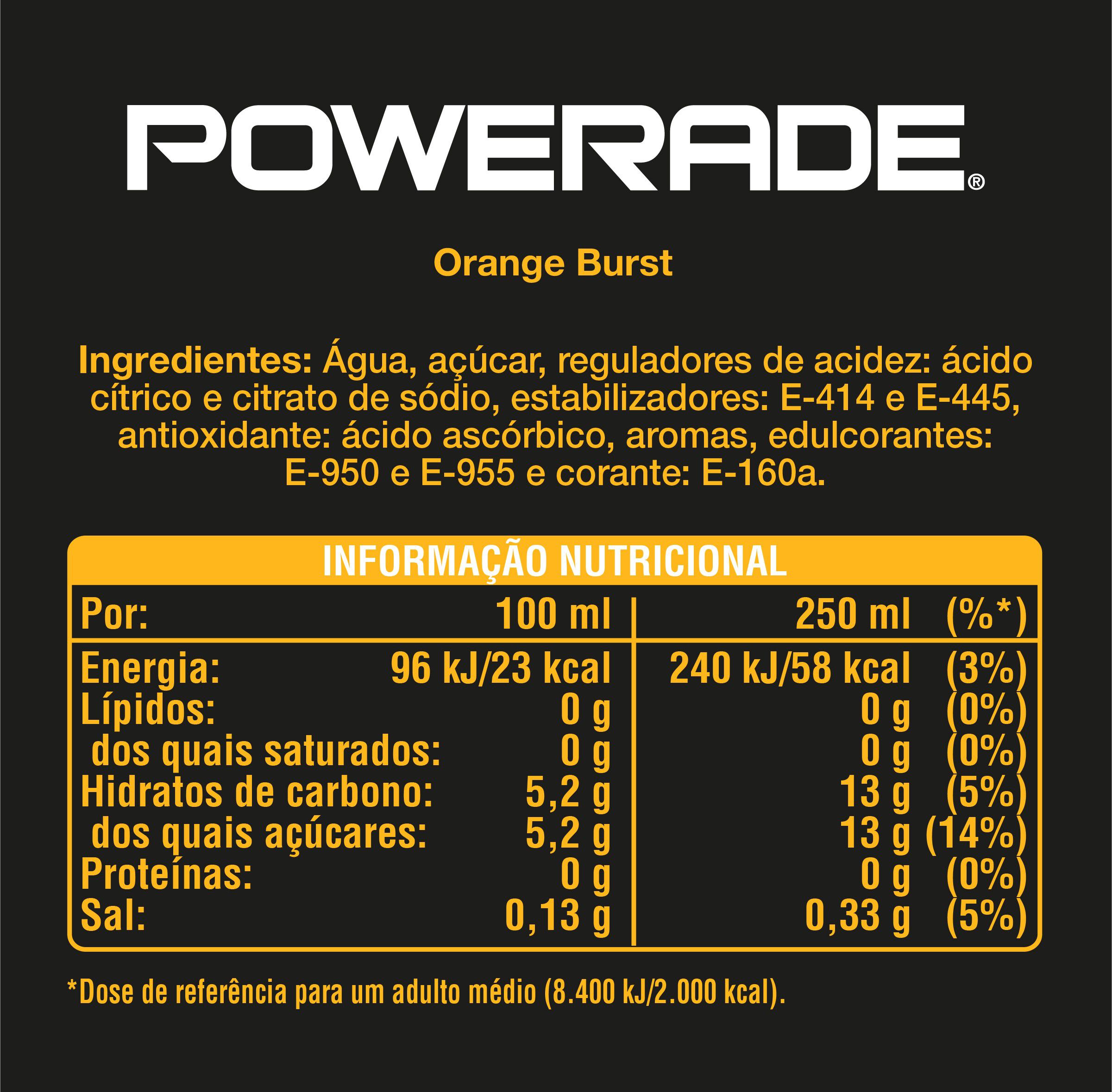 BEBIDA ISOT&Oacute;NICA POWERADE ORANGE BURST 0.50L image number 1