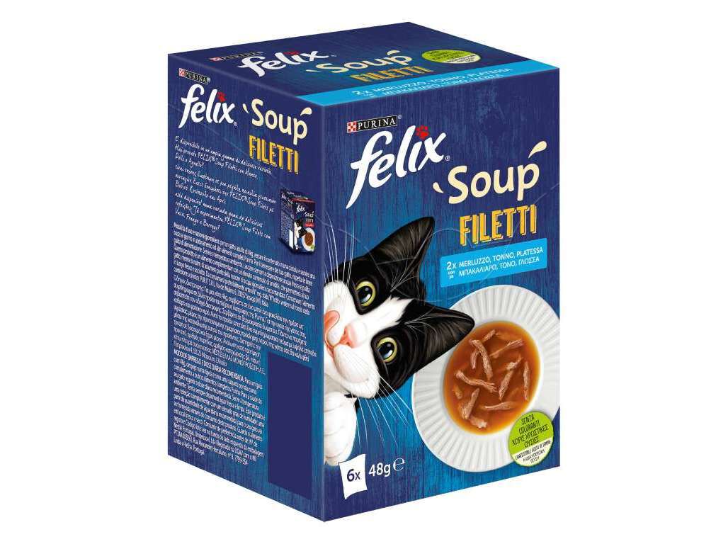 COMIDA H&Uacute;MIDA PARA GATO FELIX SOUP FILETTI PEIXES 6X48G