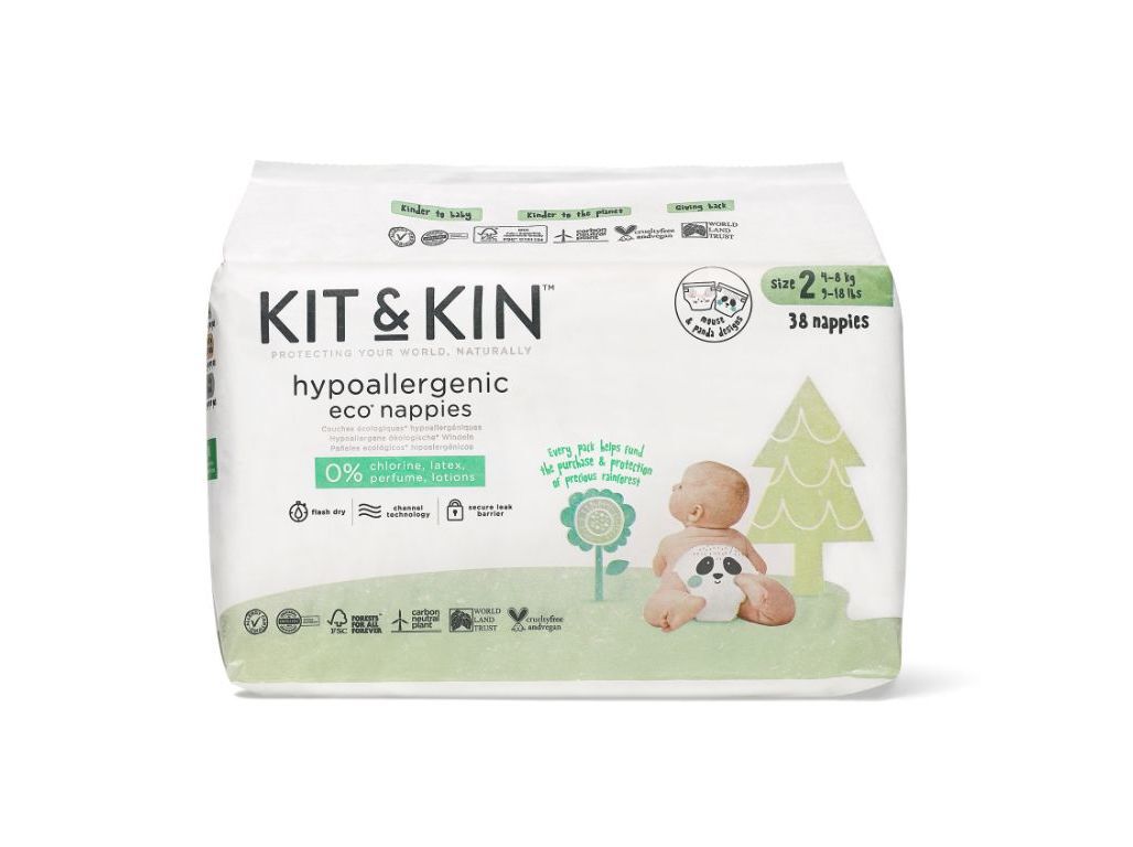 FRALDAS ECOL&Oacute;GICAS KIT & KIN HIPOALERGENICAS T2 4-8KG 38 UN
