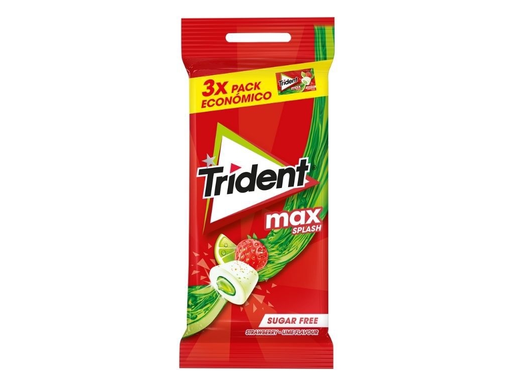PASTILHAS TRIDENT EL&Aacute;STICAS MAX SPLASH STRAWBERRY MAXI PACK 66G image number 0