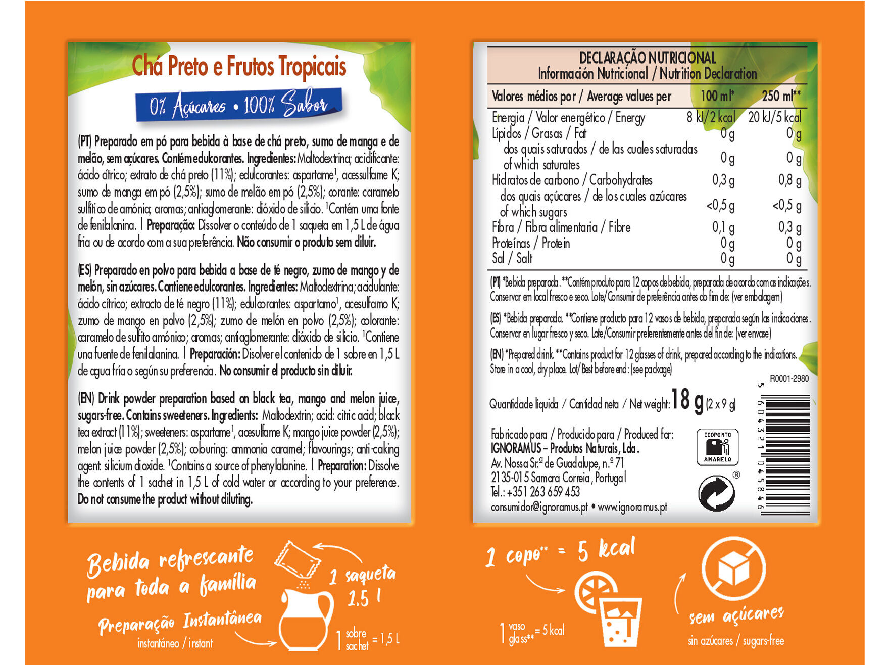 CH&Aacute; FRESH CEM PORCENTO FRUTOS TROPICAIS 18 G image number 1