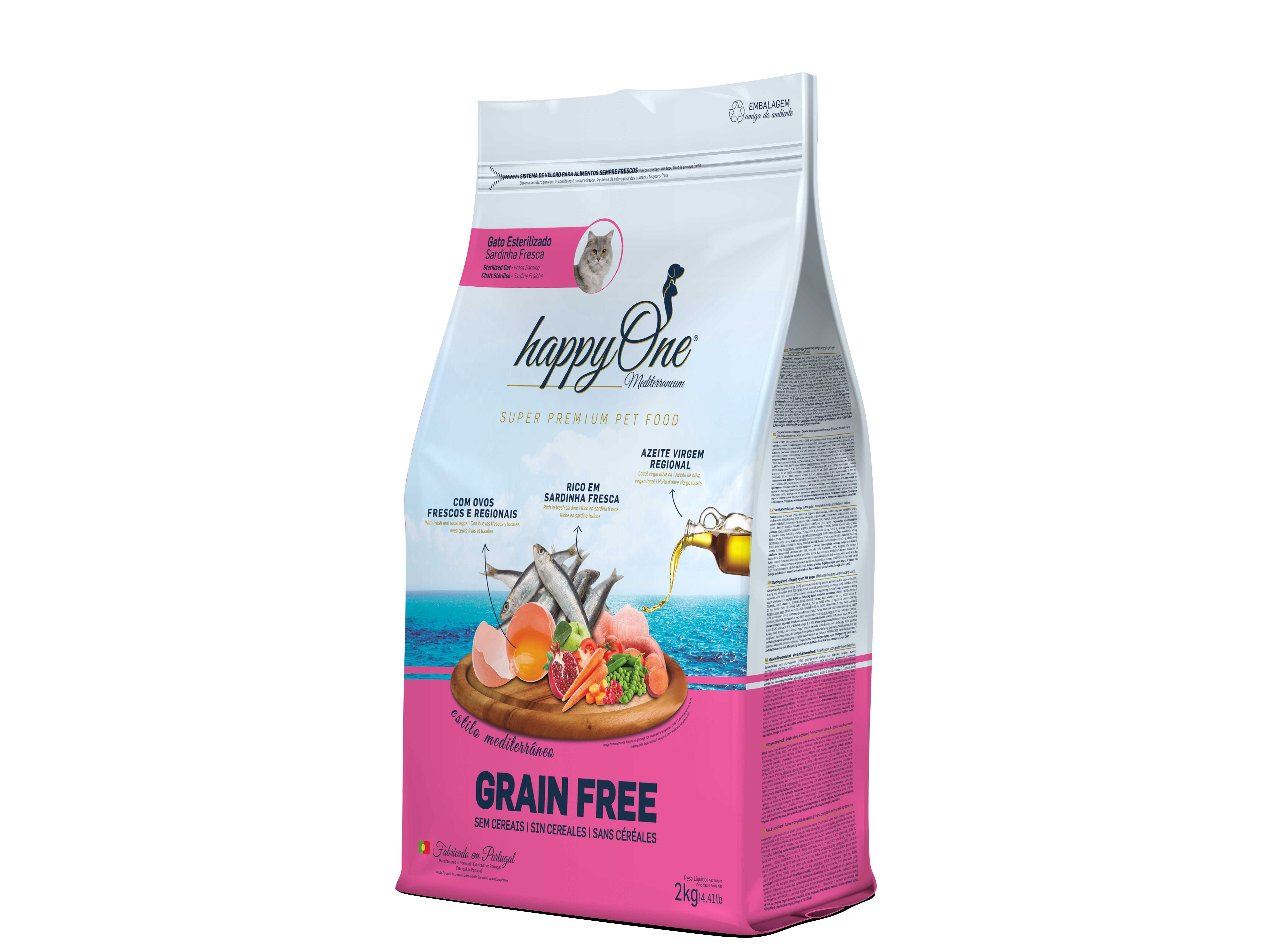 RA&Ccedil;&Atilde;O HAPPYONE MEDITERRANEUM GATO ESTERILIZADO SARDINHA 2KG image number 1