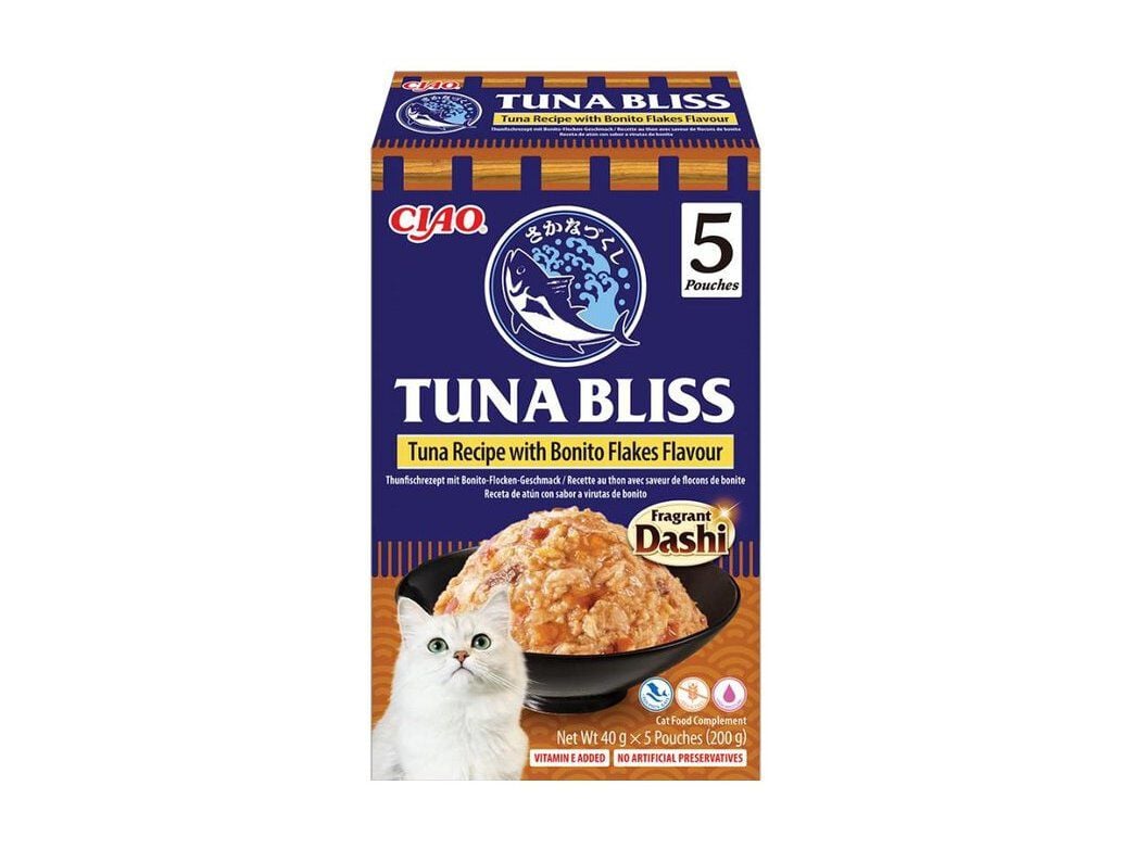 COMIDA H&Uacute;MIDA PARA GATO CIAO TUNA BLISS FLOCOS BONITO 5X40G image number 1