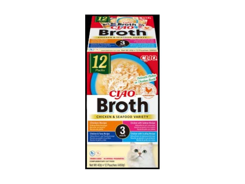 COMIDA H&Uacute;MIDA PARA GATO CIAO BROTH FRANGO/MARISCO 12X40G image number 1