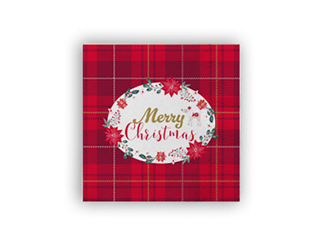 GUARDANAPOS TARTAN ACTUEL VERMELHO 20 UNIDADES 33X33CM