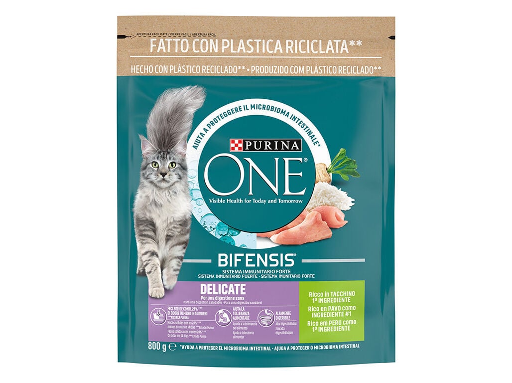 RA&Ccedil;&Atilde;O PARA GATO PURINA ONE DELICATE COM PERU 800G image number 1