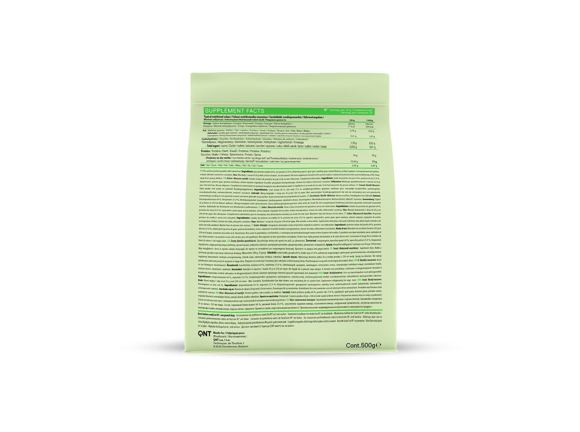 PROTEINA VEGAN QNT BAUNILHA MACARON 500GR image number 1