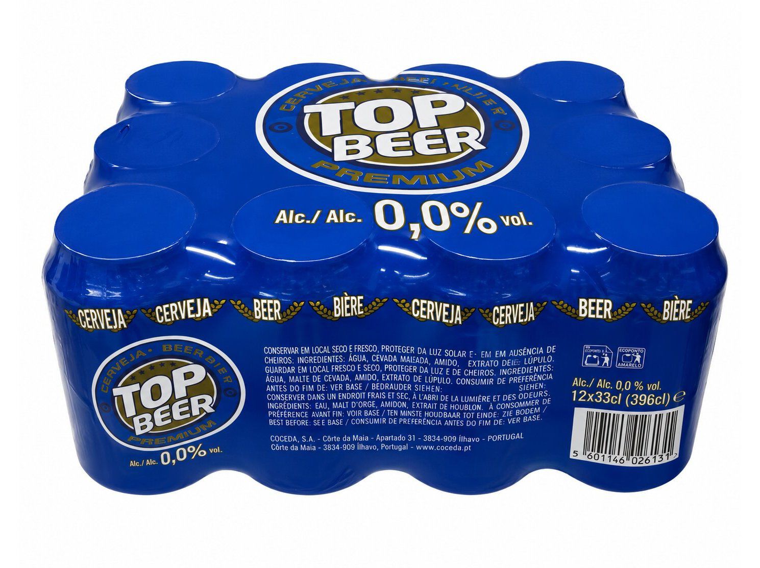 CERVEJA SEM &Aacute;LCOOL TOP BEER LATA 12X0.33L