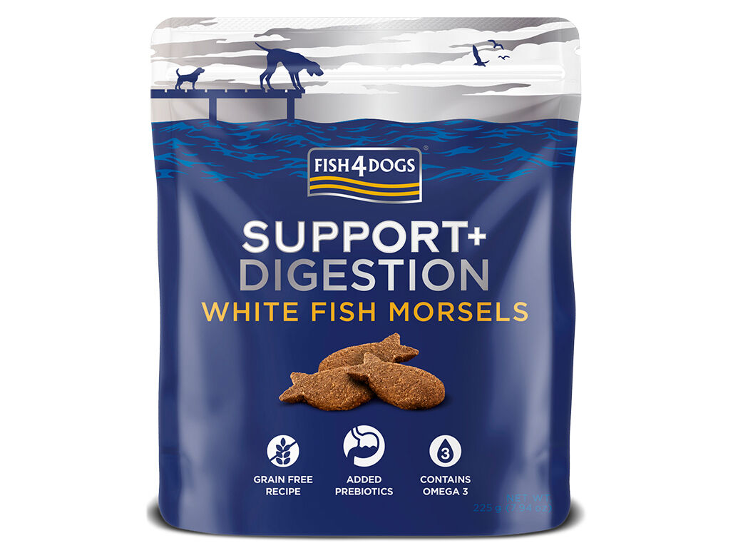 SNACKS C&Atilde;O FISH4DOGS PEIXE BRANCO DIGEST&Atilde;O 225G