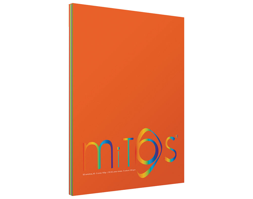 BLOCO CARTOLINA CORES A3 MITOS 120G 50 FOLHAS
