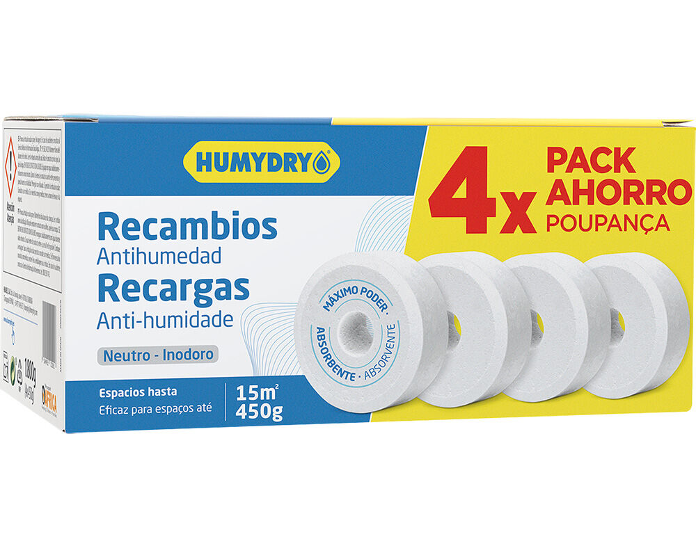 RECARGAS ANTI-HUMIDADE HUMYDRY TAB INODORO 4X450G