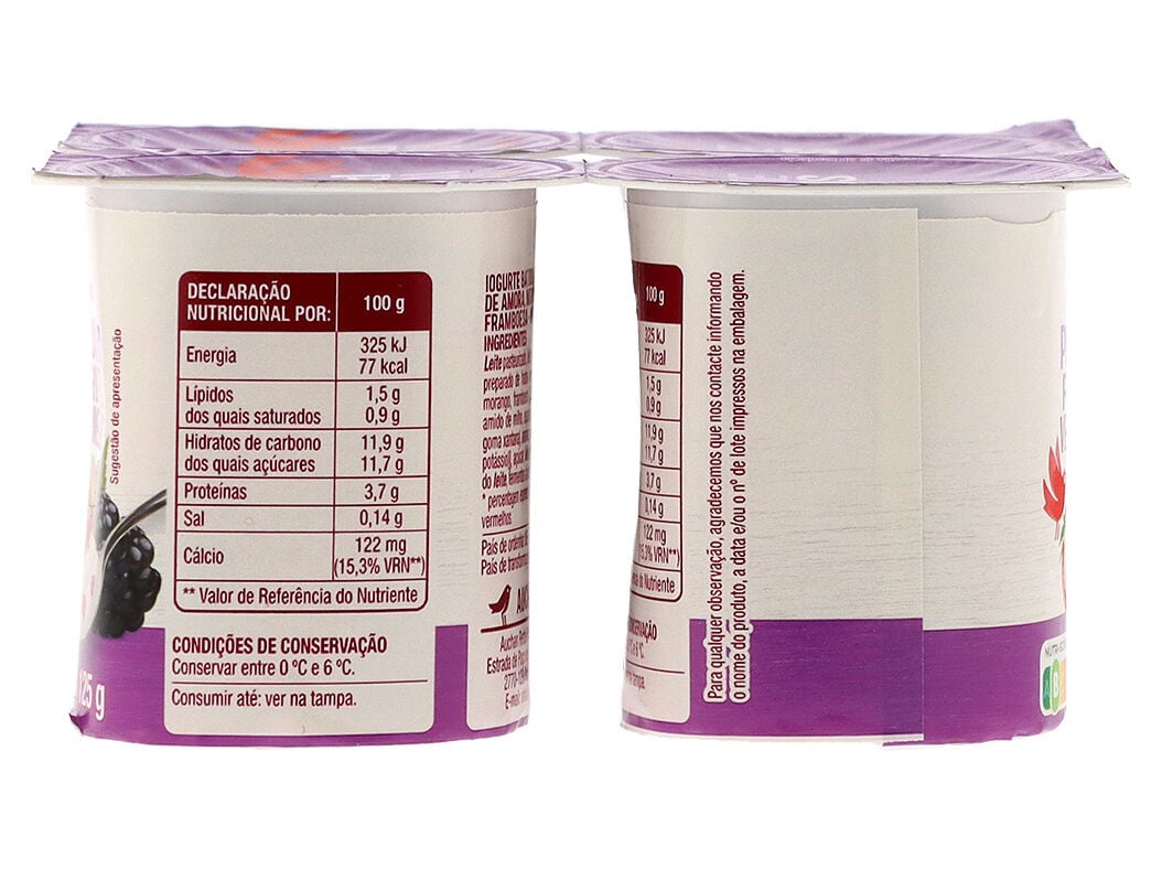 IOGURTE AUCHAN PEDA&Ccedil;OS FRUTOS VERMELHOS 4X125G image number 2