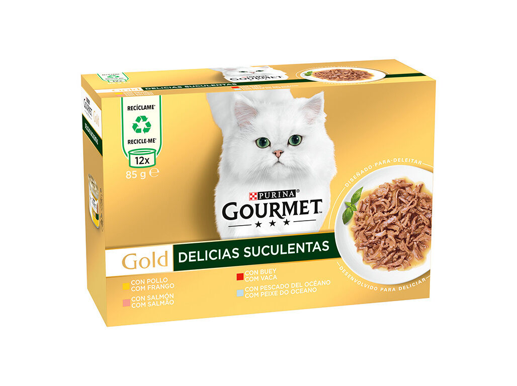 COMIDA H&Uacute;MIDA GATO GOURMET GOLD DEL&Iacute;CIAS SUCULENTAS 12X85G image number 1
