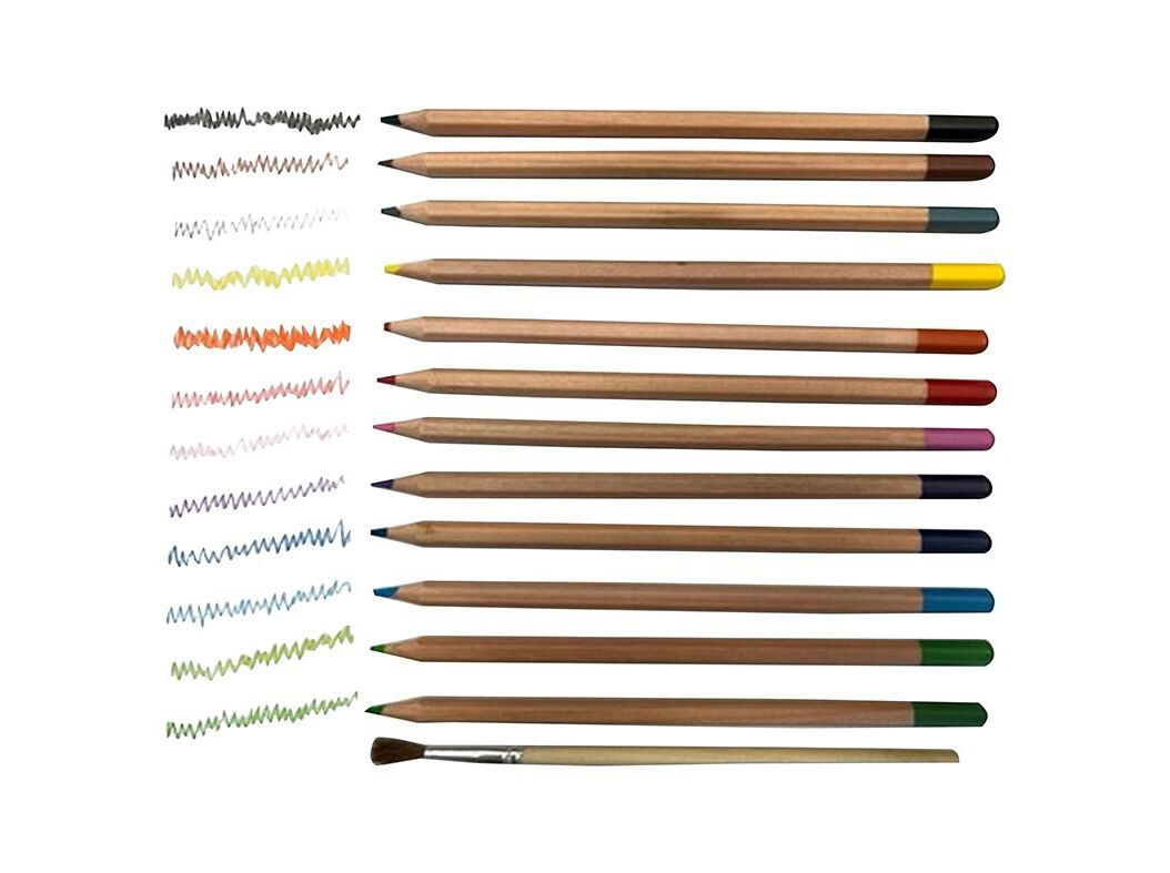 CONJUNTO DE 12 L&Aacute;PIS AGUARELA E PINCEL AUCHAN image number 1