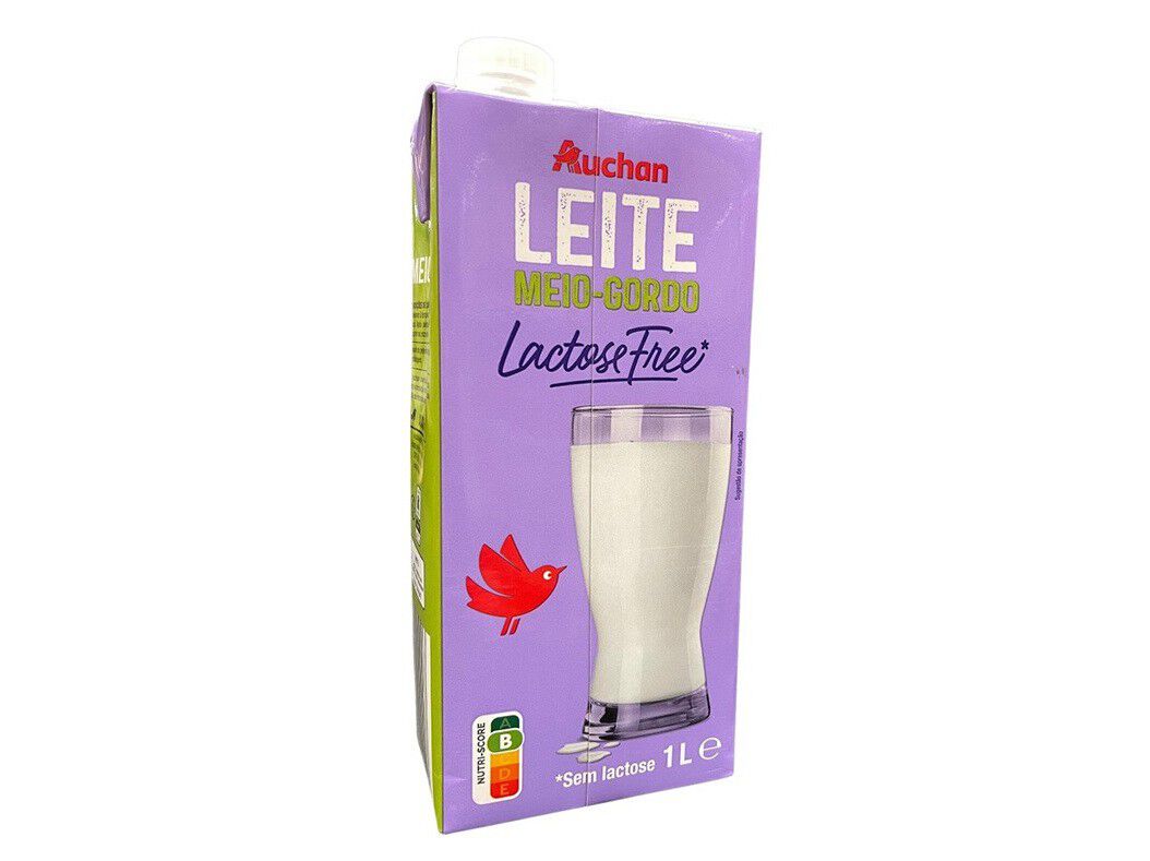 LEITE UHT MEIO GORDO AUCHAN SEM LACTOSE 1L