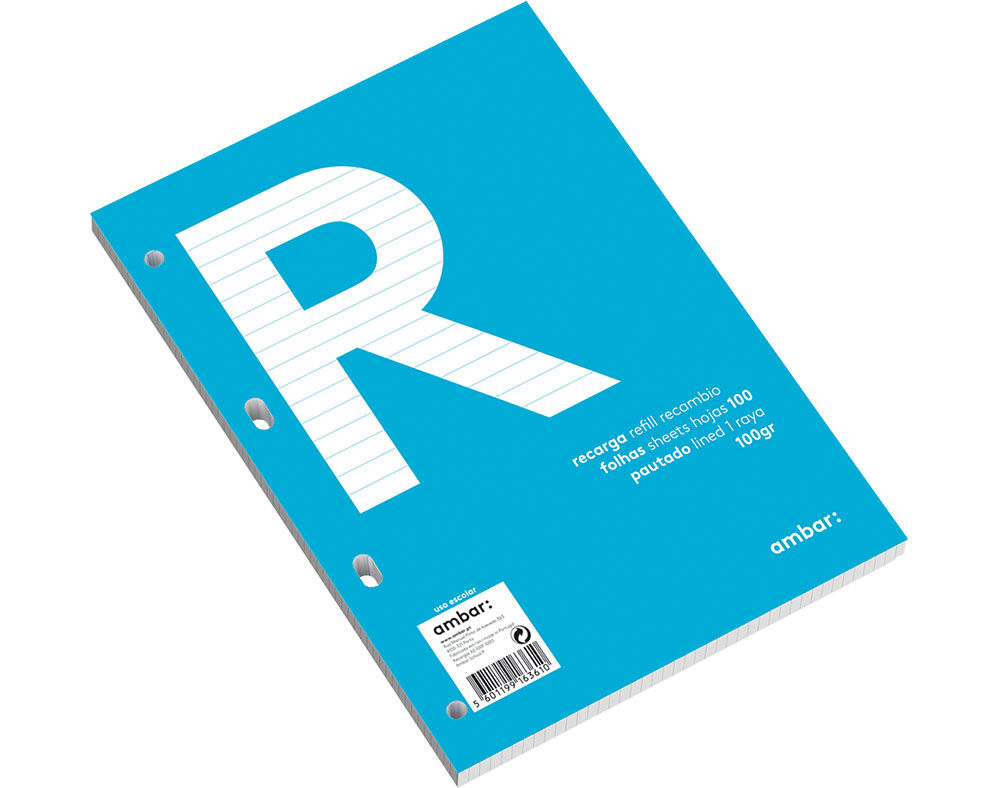 RECARGA DOSSIER AMBAR PAUTADO A4 100 FOLHAS 100G